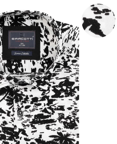 Erkek Büyük Beden 118-191 Kilo Arası İçin Uygun Kısa Kollu Cepsiz Viscon Gömlek - 3