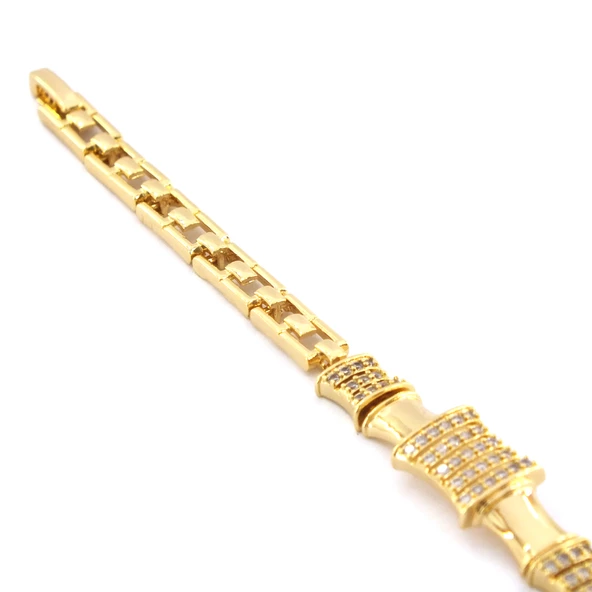 Altın Kaplama Zirkon Taşlı Kare Model Kadın Bileklik BLK-1038 - Resim 5