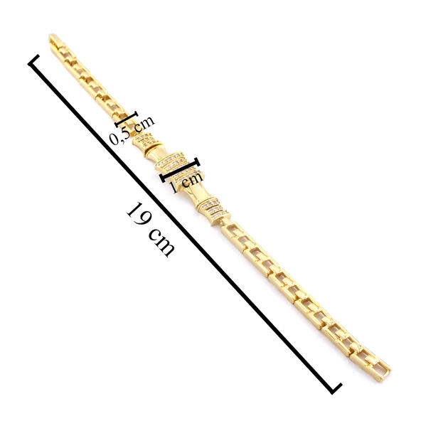 Altın Kaplama Zirkon Taşlı Kare Model Kadın Bileklik BLK-1038 - Resim 3