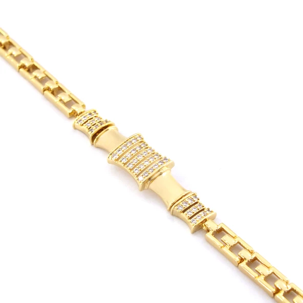 Altın Kaplama Zirkon Taşlı Kare Model Kadın Bileklik BLK-1038 - Resim 7
