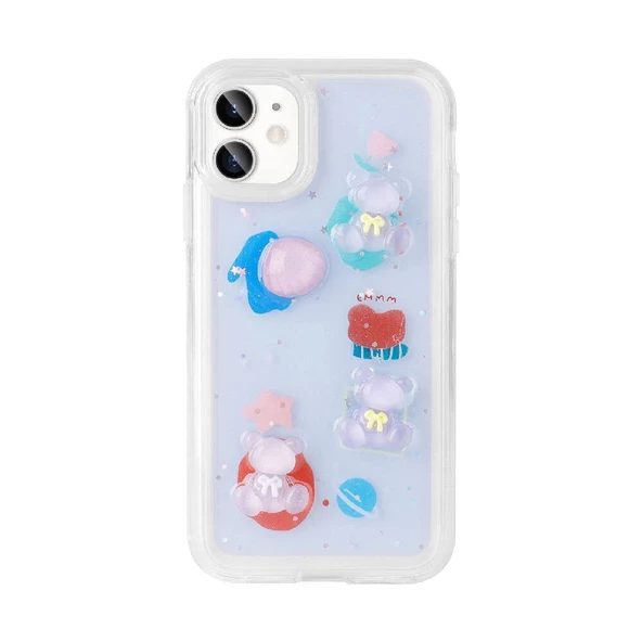 iPhone 11 Uyumlu Kılıf Kabartma Figürlü Parlak Minimini Silikon Kapak - 7