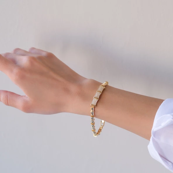 Altın Kaplama Zirkon Taşlı Kadın Bileklik BLK-1037 - Resim 3