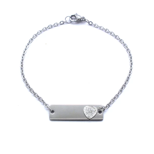 316L Çelik Kalp Model Unisex Bileklik BLK-1018 - Resim 2