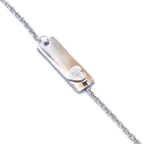 316L Çelik Kalp Model Unisex Bileklik BLK-1018 - Resim 5