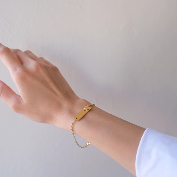 Altın Kaplama Yıldız Model Unisex Bileklik BLK-1019 - Resim 3