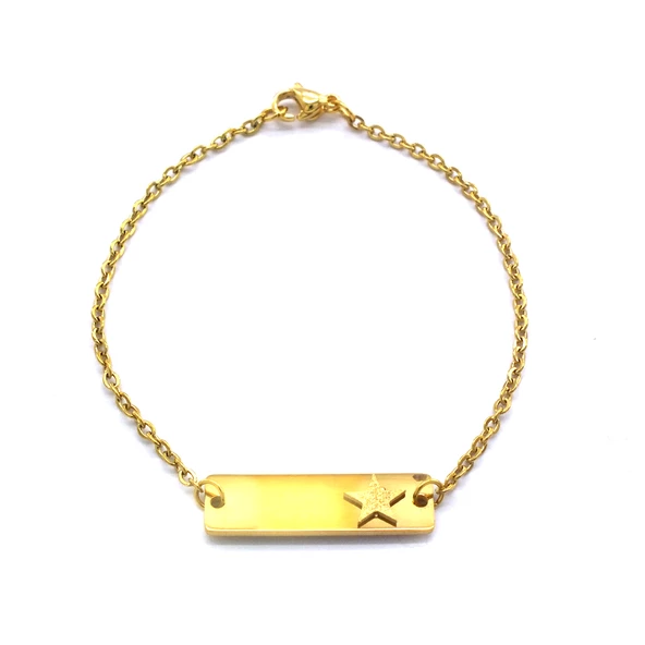 Altın Kaplama Yıldız Model Unisex Bileklik BLK-1019 - Resim 2