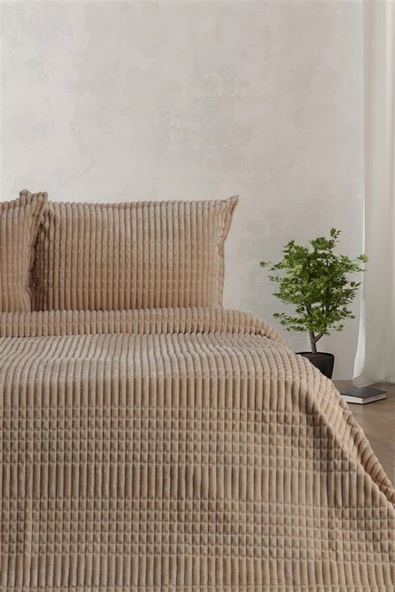 MERİNOS MODERN LİNE 3 PARÇA BATTANİYE SET (ÇİFT KİŞİLİK) MOCHA - 3