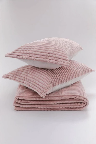 MERİNOS MODERN LİNE 3 PARÇA BATTANİYE SET (ÇİFT KİŞİLİK) PUDRA - 3