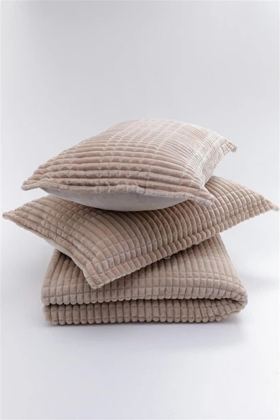 MERİNOS MODERN LİNE 3 PARÇA BATTANİYE SET (ÇİFT KİŞİLİK) MOCHA - 2