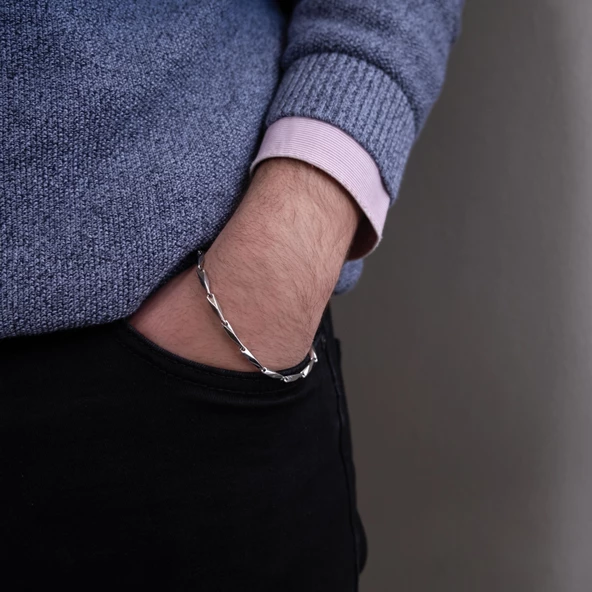 316l Çelik Köşeli Erkek Bileklik EBLK-510 - Resim 2