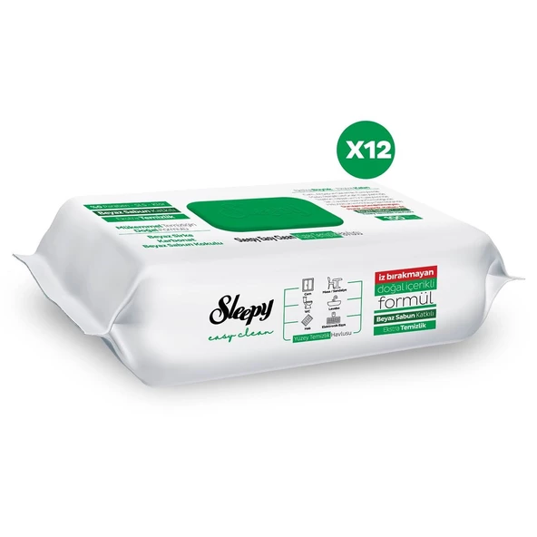 Sleepy Easy Clean Beyaz Sabun Katkılı Yüzey Temizlik Havlusu 12x100 (1200 Yaprak) - 3