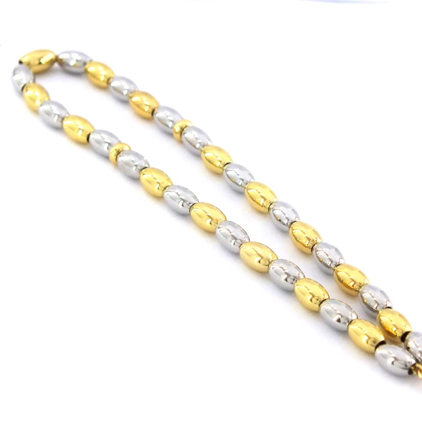 FerizZ 316L Çelik Arpa Kesim Çift Renkli Tesbih T-166 - 4