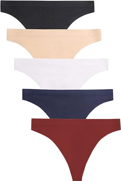 5li Kadın İz Yapmaz Micro Tanga Lazer Kesim String - 2