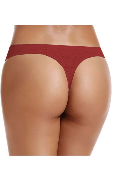 5li Kadın İz Yapmaz Micro Tanga Lazer Kesim String - 7
