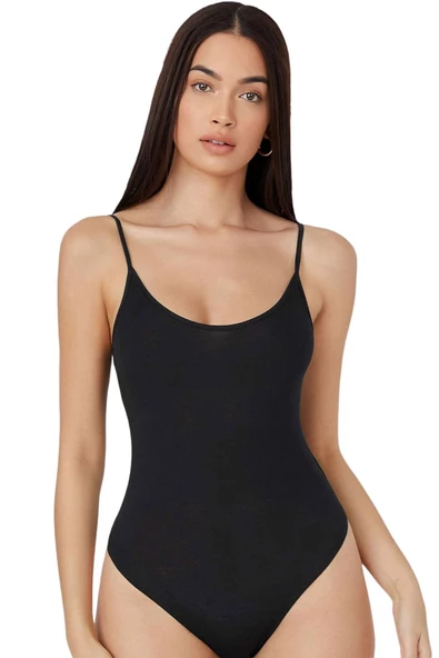 Kadın Modal Spagetti Askılı Kancalı Bodysuit Tops Atlet Belinay0860 - 2