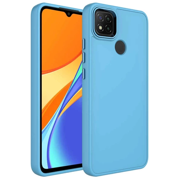 Xiaomi Redmi 9C Uyumlu  Uyumlu KılıfMetal Çerçeve ve Buton Tasarımlı Silikon Luna Kapak