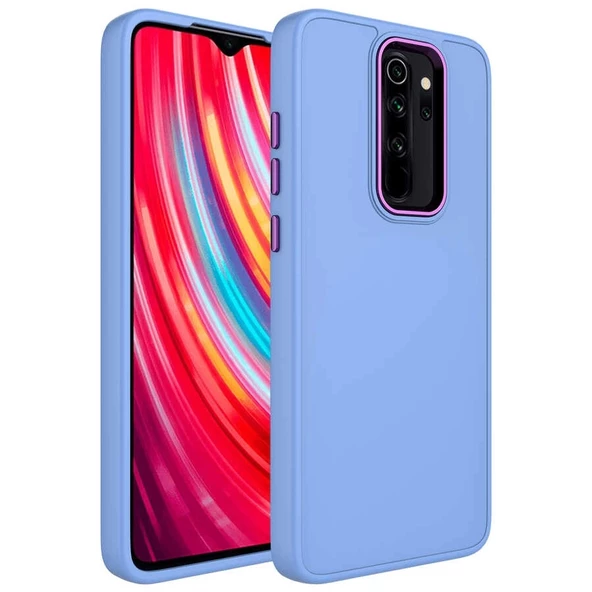 Xiaomi Redmi Note 8 Pro Uyumlu  Uyumlu KılıfMetal Çerçeve ve Buton Tasarımlı Silikon Luna Kapak