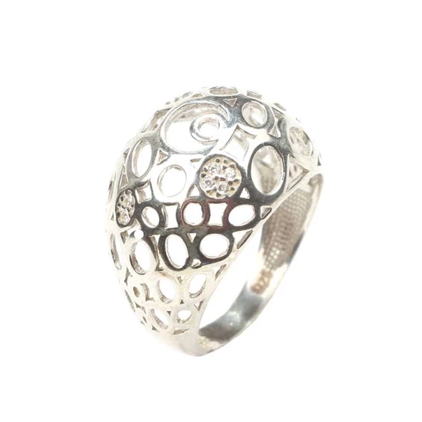 925 Ayar Gümüş Ajurlu Taşlı Model Yüzük - Resim 2