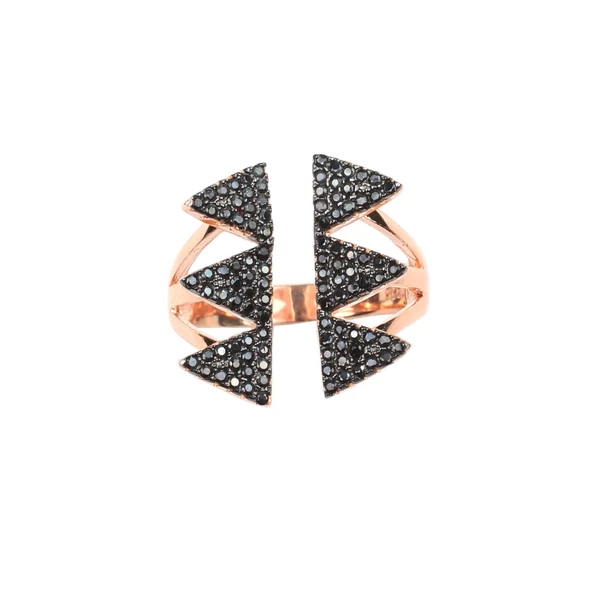 925 Ayar Gümüş Altılı Üçgen Tasarım Yüzük - Resim 7