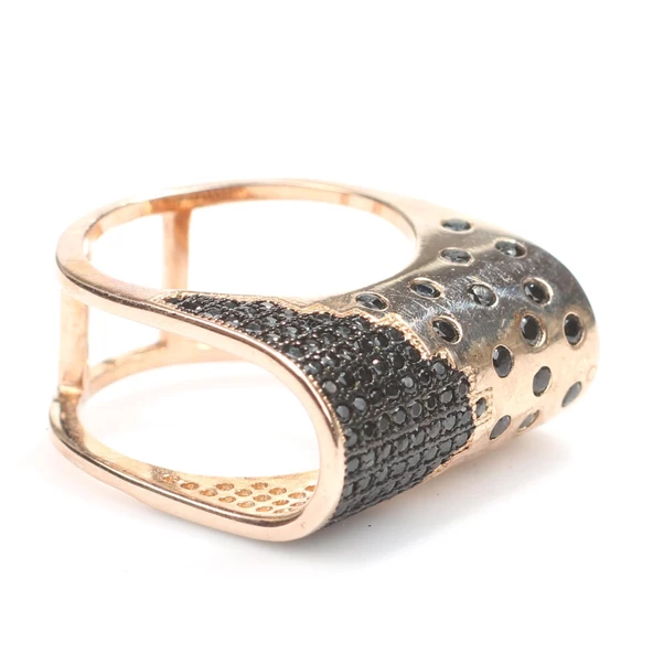 925 Ayar Gümüş Gecenin İçindeki Yıldızları Andıran Yüzük - Resim 4