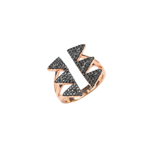 925 Ayar Gümüş Altılı Üçgen Tasarım Yüzük - Resim 5