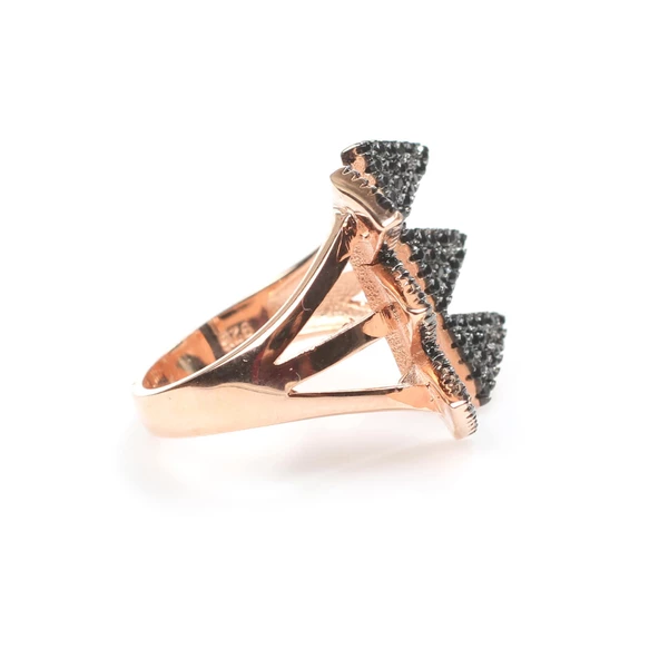 925 Ayar Gümüş Altılı Üçgen Tasarım Yüzük - Resim 4