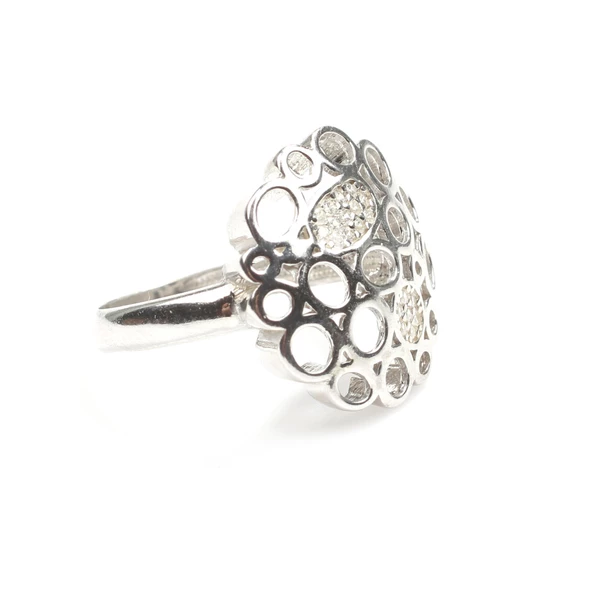 925 Ayar Gümüş Yuvarlak Ajurlu Model Yüzük - Resim 3