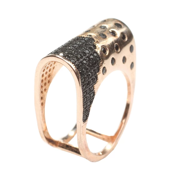 925 Ayar Gümüş Gecenin İçindeki Yıldızları Andıran Yüzük - Resim 5