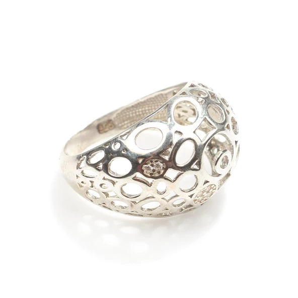 925 Ayar Gümüş Ajurlu Taşlı Model Yüzük - Resim 3
