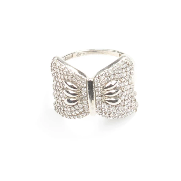 925 Ayar Gümüş Gümüş Kelebek Model Yüzük - Resim 3