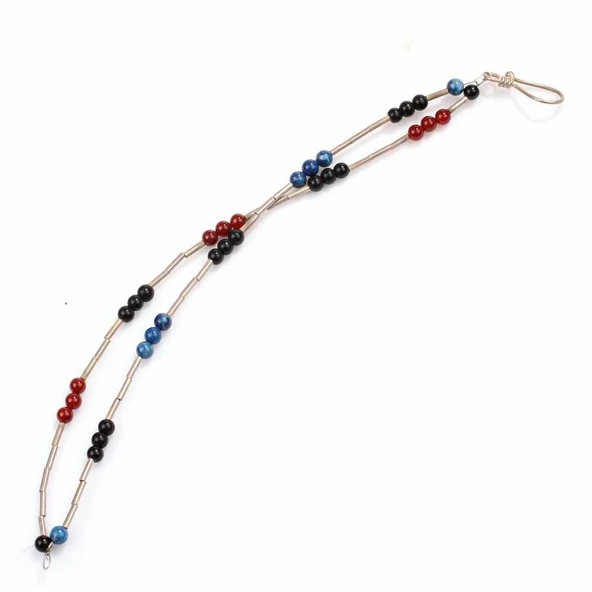 925 Ayar Gümüş Lapis, Garnet ve Onix Taşlı Şarnel Bileklik - Resim 2