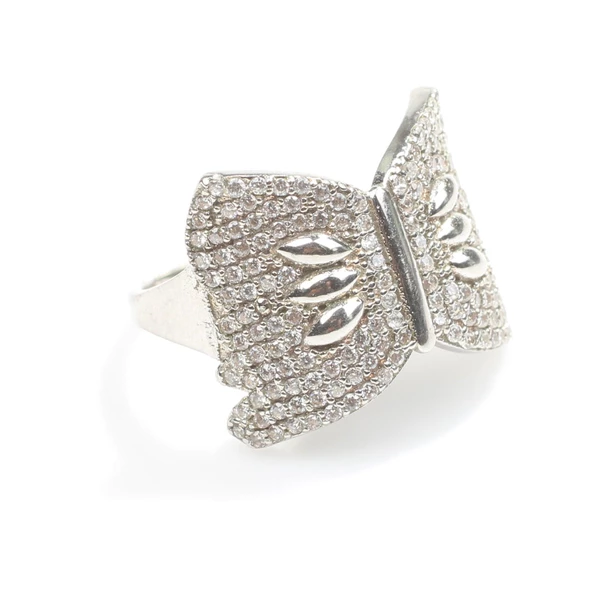 925 Ayar Gümüş Gümüş Kelebek Model Yüzük - Resim 5