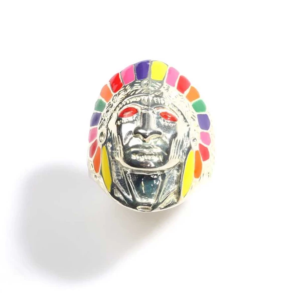 925 Ayar Gümüş Kızılderili Yüzüğü, Mineli - Resim 5