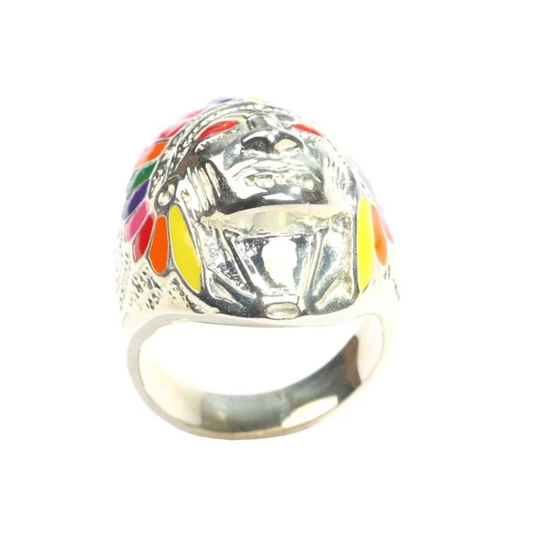 925 Ayar Gümüş Kızılderili Yüzüğü, Mineli - Resim 7