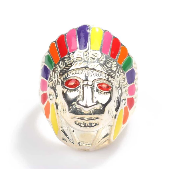 925 Ayar Gümüş Kızılderili Yüzüğü, Mineli ürün görseli