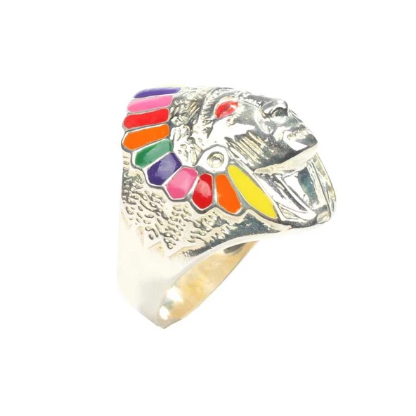 925 Ayar Gümüş Kızılderili Yüzüğü, Mineli - Resim 6