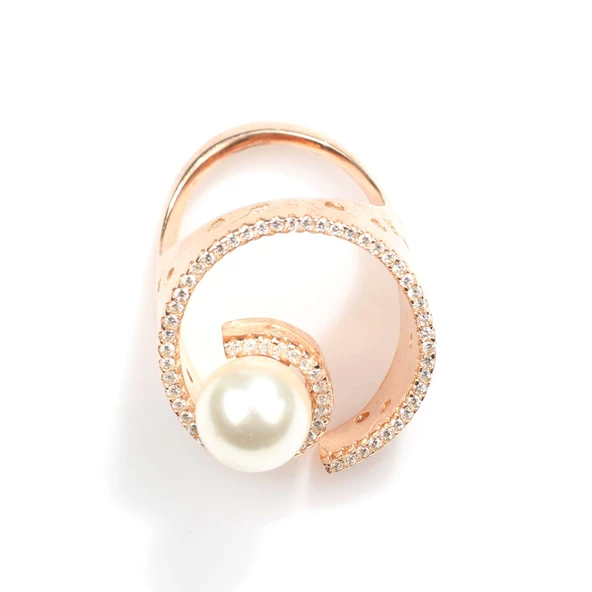 925 Ayar Gümüş 9 Tasarım İncili Yüzük - Resim 4