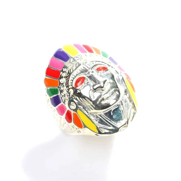 925 Ayar Gümüş Kızılderili Yüzüğü, Mineli - Resim 4