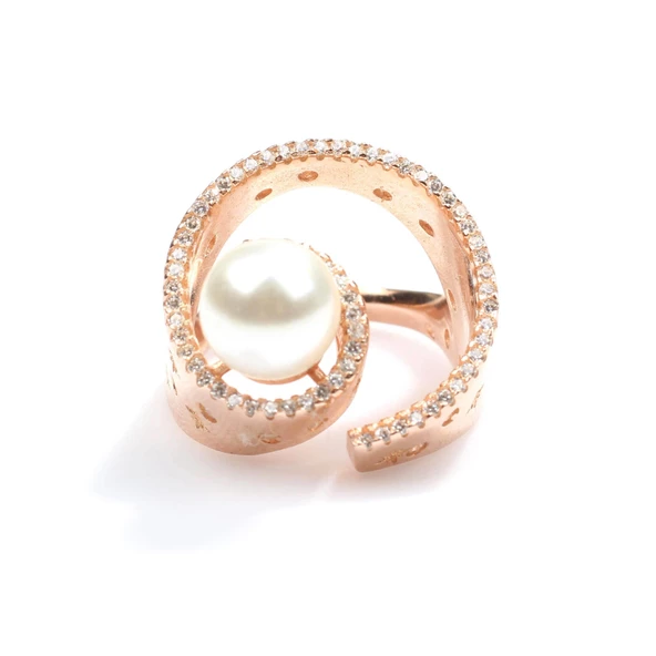 925 Ayar Gümüş 9 Tasarım İncili Yüzük - Resim 8