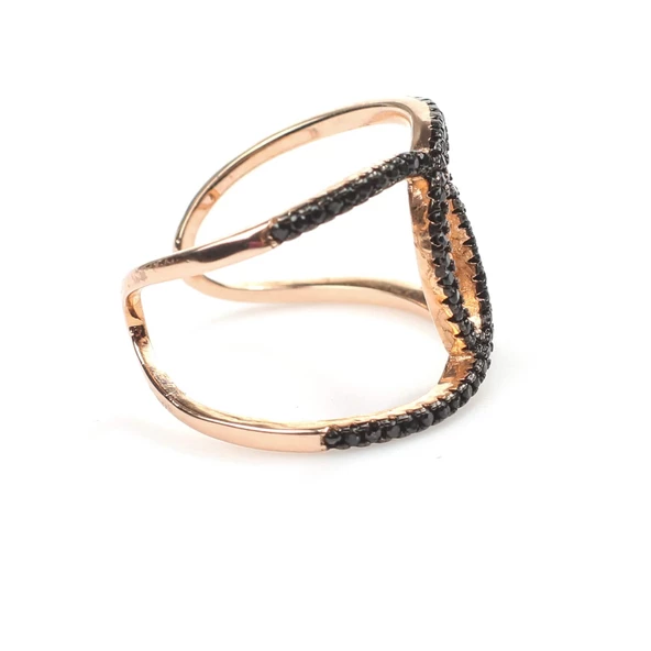 925 Ayar Gümüş Çift C\'li Tasarım Yüzük - Resim 4