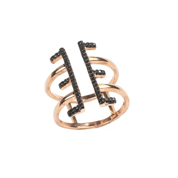 925 Ayar Gümüş E Harfli Tasarım Yüzük - Resim 7