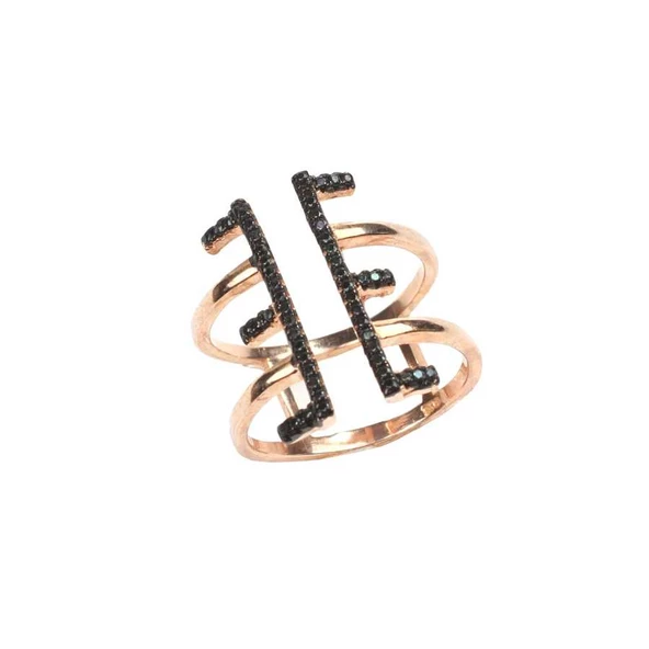 925 Ayar Gümüş E Harfli Tasarım Yüzük - Resim 3