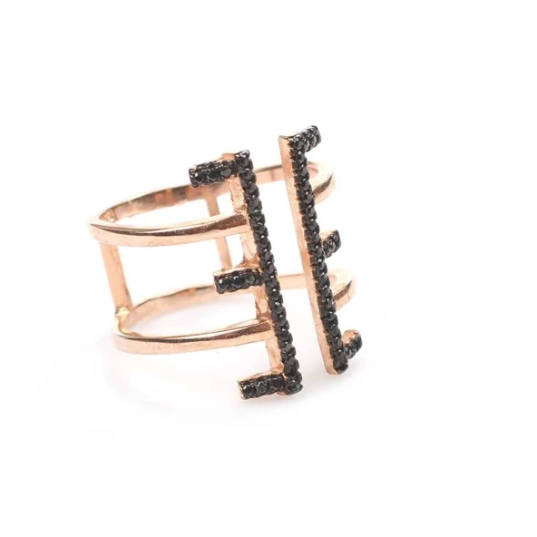 925 Ayar Gümüş E Harfli Tasarım Yüzük - Resim 2