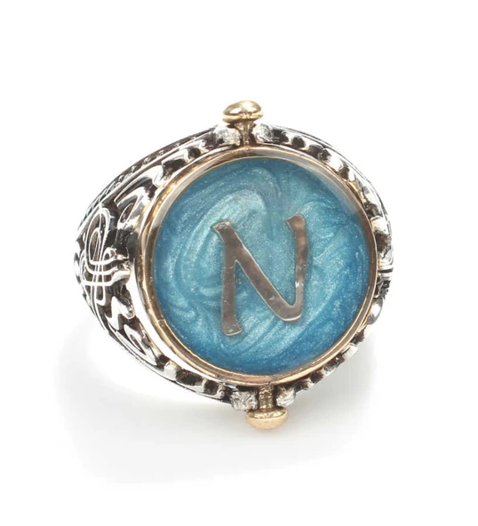 925 Ayar Gümüş Harfli Dönen Erkek Yüzük - Resim 3