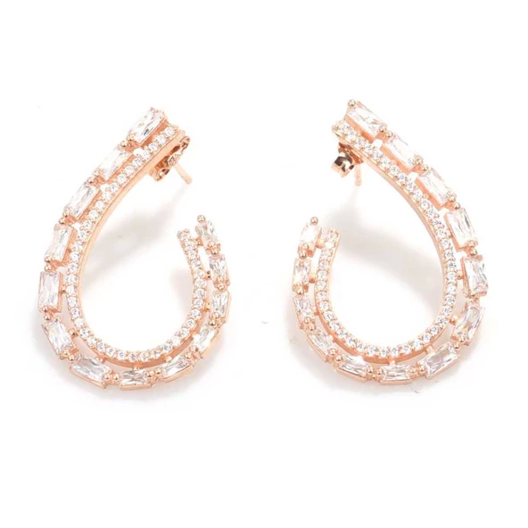 Pırlanta Montür Gümüş Küpe, Baget - Resim 3