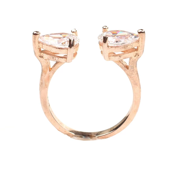 925 Ayar Gümüş Çiftli Damla Taşlı Yüzük - Resim 9