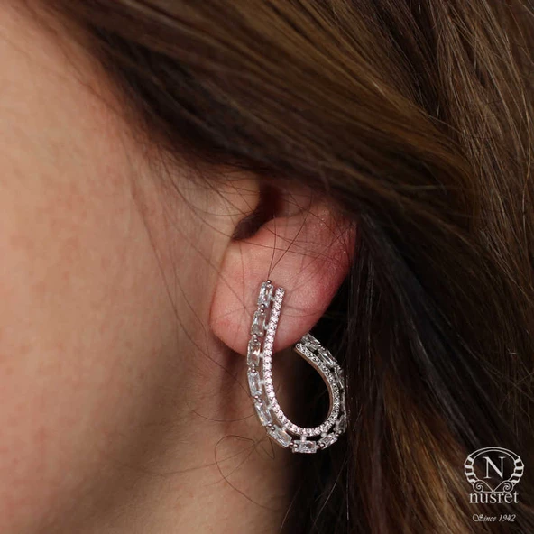 Pırlanta Montür Gümüş Küpe, Baget ürün görseli