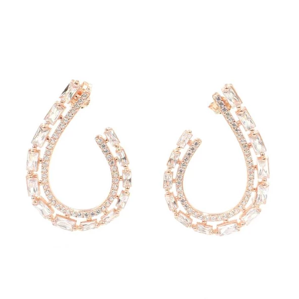 Pırlanta Montür Gümüş Küpe, Baget - Resim 2