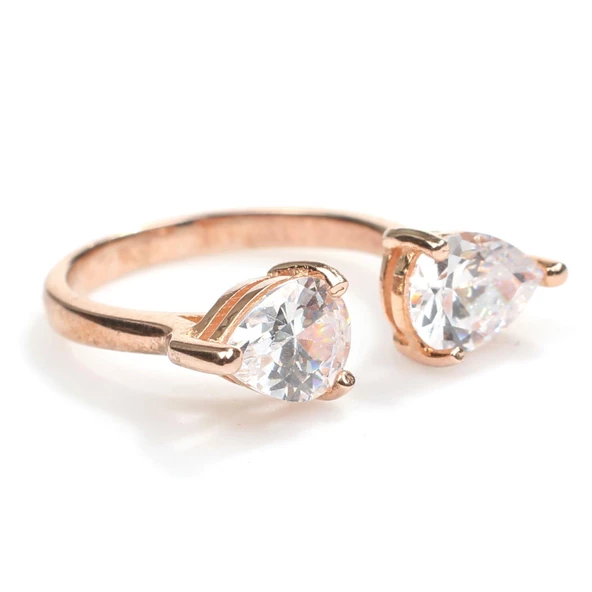 925 Ayar Gümüş Çiftli Damla Taşlı Yüzük - Resim 10