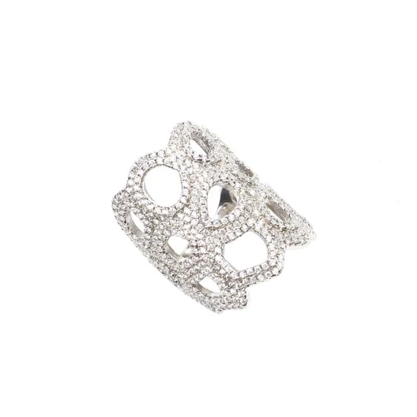 925 Ayar Gümüş Asimetrik Delik Taşlı Yüzük - Resim 3